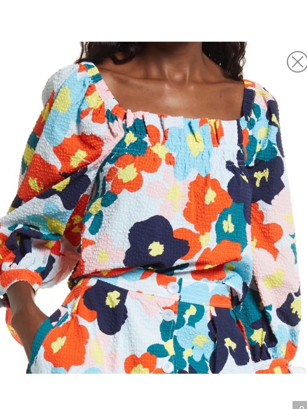 Nordstrom x Cristina Martinez Off-Shoulder Floral Poet Crop Top - Multicolor